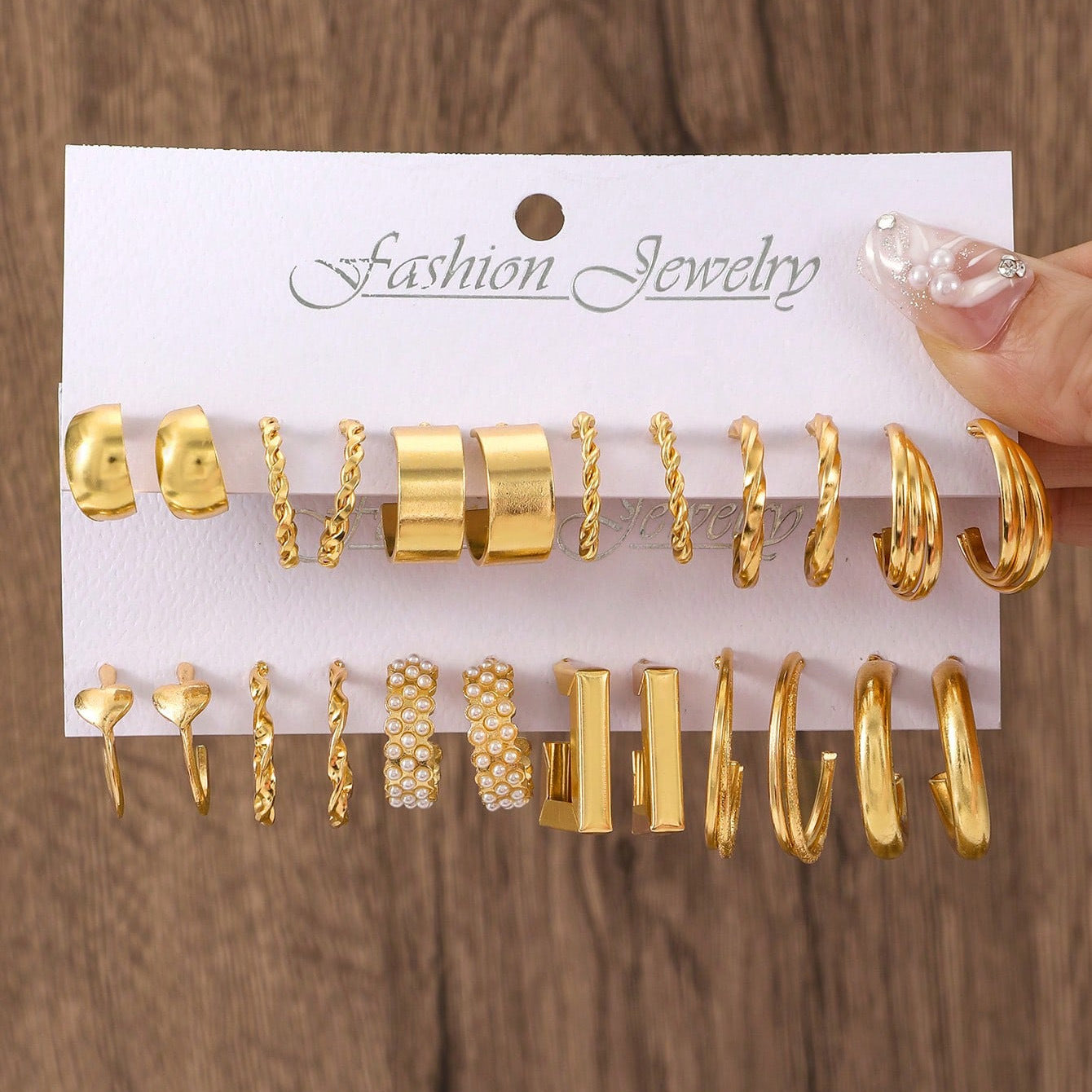 Popular European American Metal Cube Geometric Earrings Set