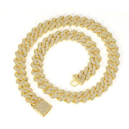 14mm Diamond Cuban Link High Quality Zinc Alloy Necklace Unisex HipHop