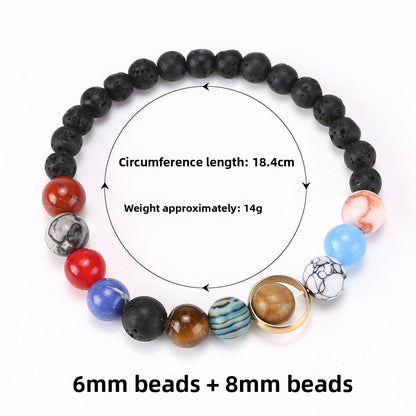 Cosmic Planet Elastic Bracelet Couple Galaxy Volcanic Beads