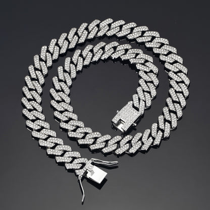 14mm Diamond Cuban Link High Quality Zinc Alloy Necklace Unisex HipHop