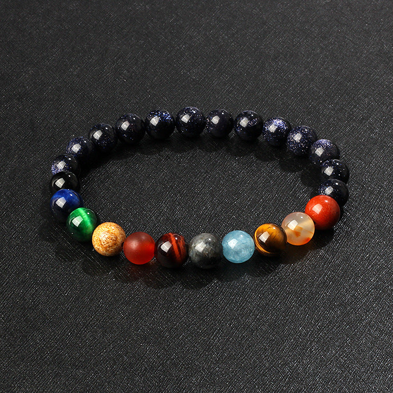 Cosmic Planet Elastic Bracelet Couple Galaxy Volcanic Beads