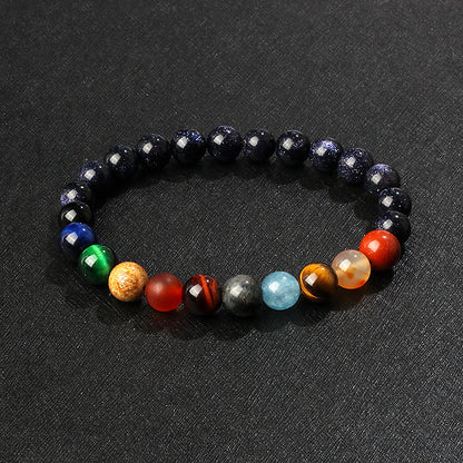 Cosmic Planet Elastic Bracelet Couple Galaxy Volcanic Beads