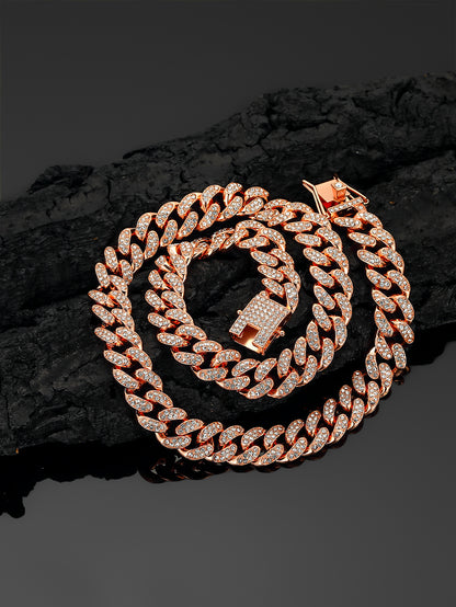 13mm Cuban Chain High-Quality Alloy Inlaid Diamond Necklace Unisex Bracelet European and American Hip-Hop Jewelry