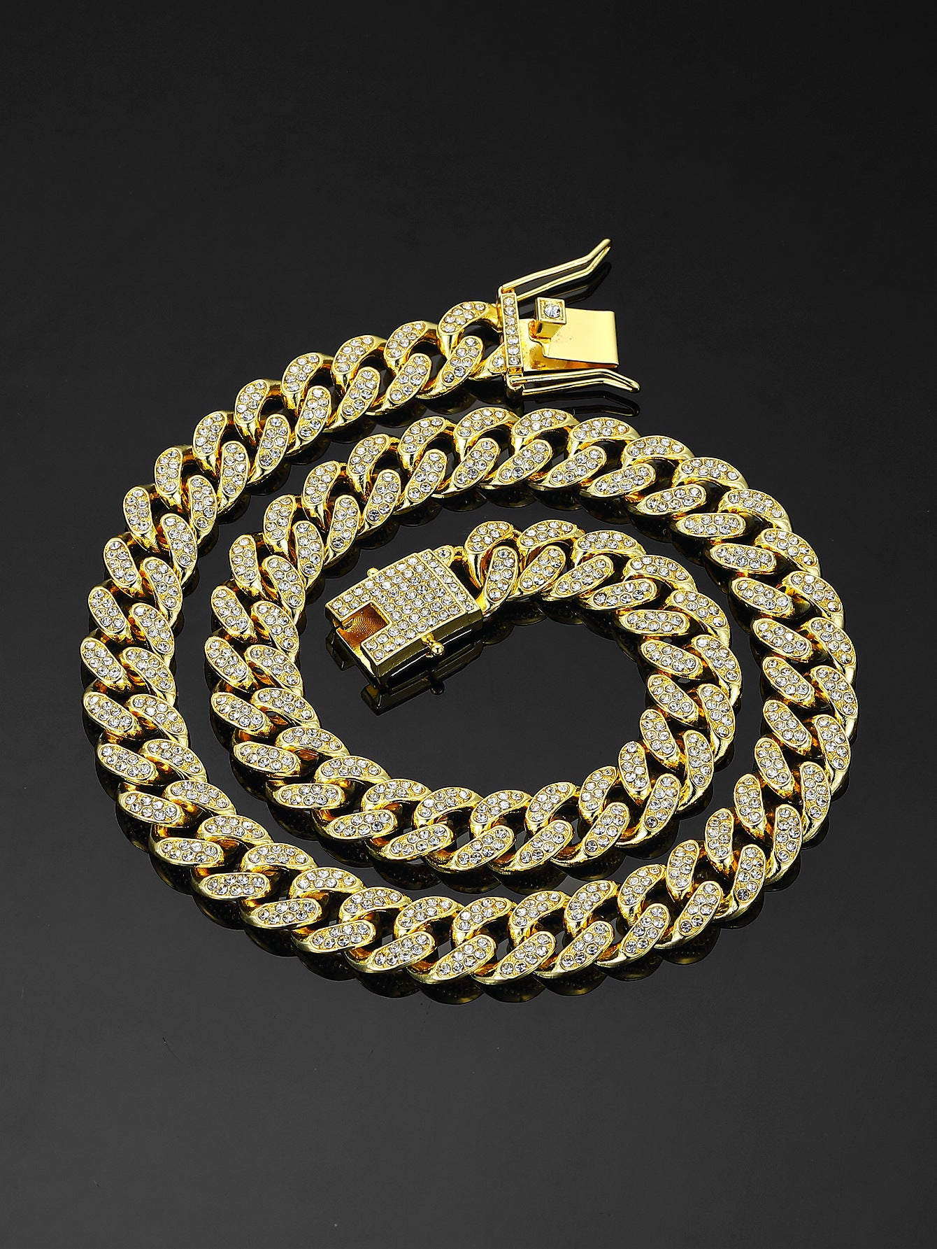 13mm Cuban Chain High-Quality Alloy Inlaid Diamond Necklace Unisex Bracelet European and American Hip-Hop Jewelry