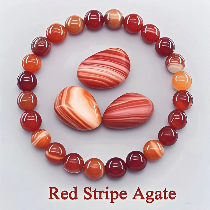 8mm Sunstone Beaded Bracelet Handcrafted Agate Crystal Jewelry