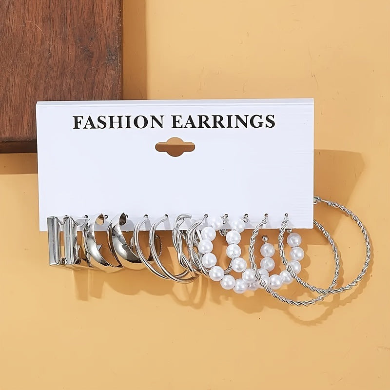 Popular European American Metal Cube Geometric Earrings Set