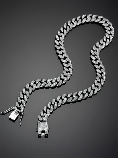 13mm Cuban Chain High-Quality Alloy Inlaid Diamond Necklace Unisex Bracelet European and American Hip-Hop Jewelry