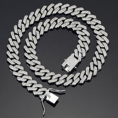 14mm Diamond Cuban Link High Quality Zinc Alloy Necklace Unisex HipHop